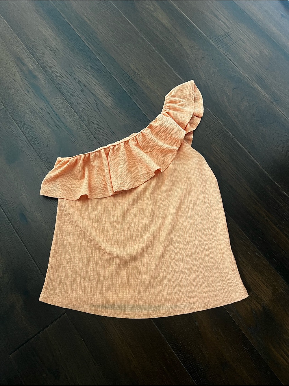 One-Shoulder Ruffle Women's Top - Peach Orange